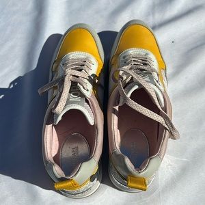 Yellow, silver and  pink MK shoes